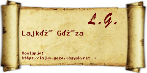 Lajkó Géza névjegykártya
