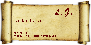 Lajkó Géza névjegykártya